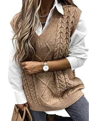 Plus Size Cable Knit Sweater Vest