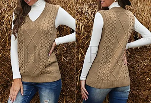 Plus Size Cable Knit Sweater Vest