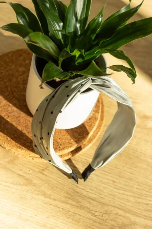 Polka Dot Print Satin Twist Headband