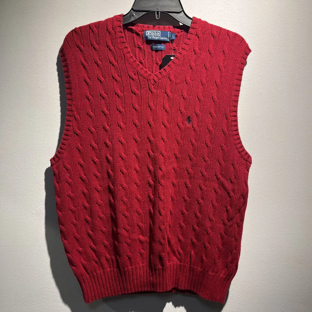 POLO BY RALPH LAUREN CABLEKNIT V-NECK SWEATER VEST