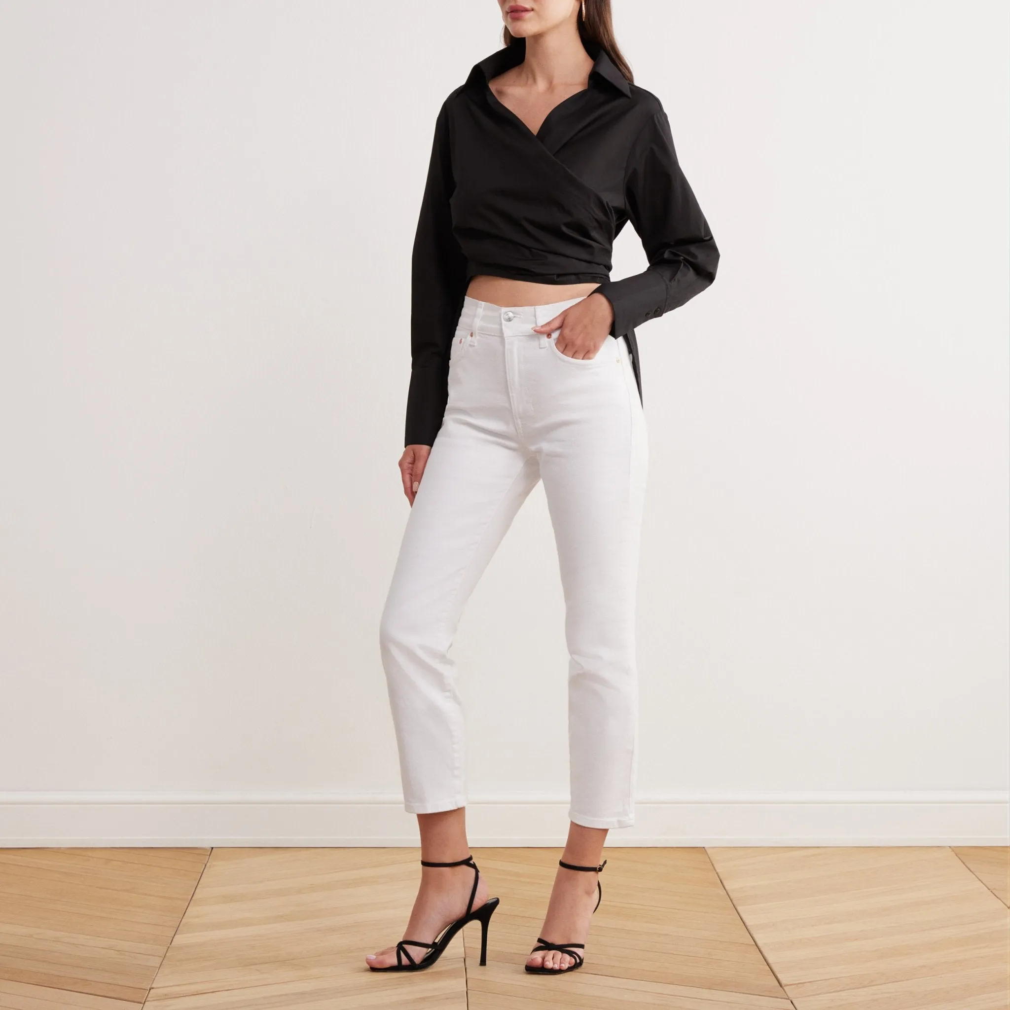 Poplin Long Sleeve Wrap Shirt