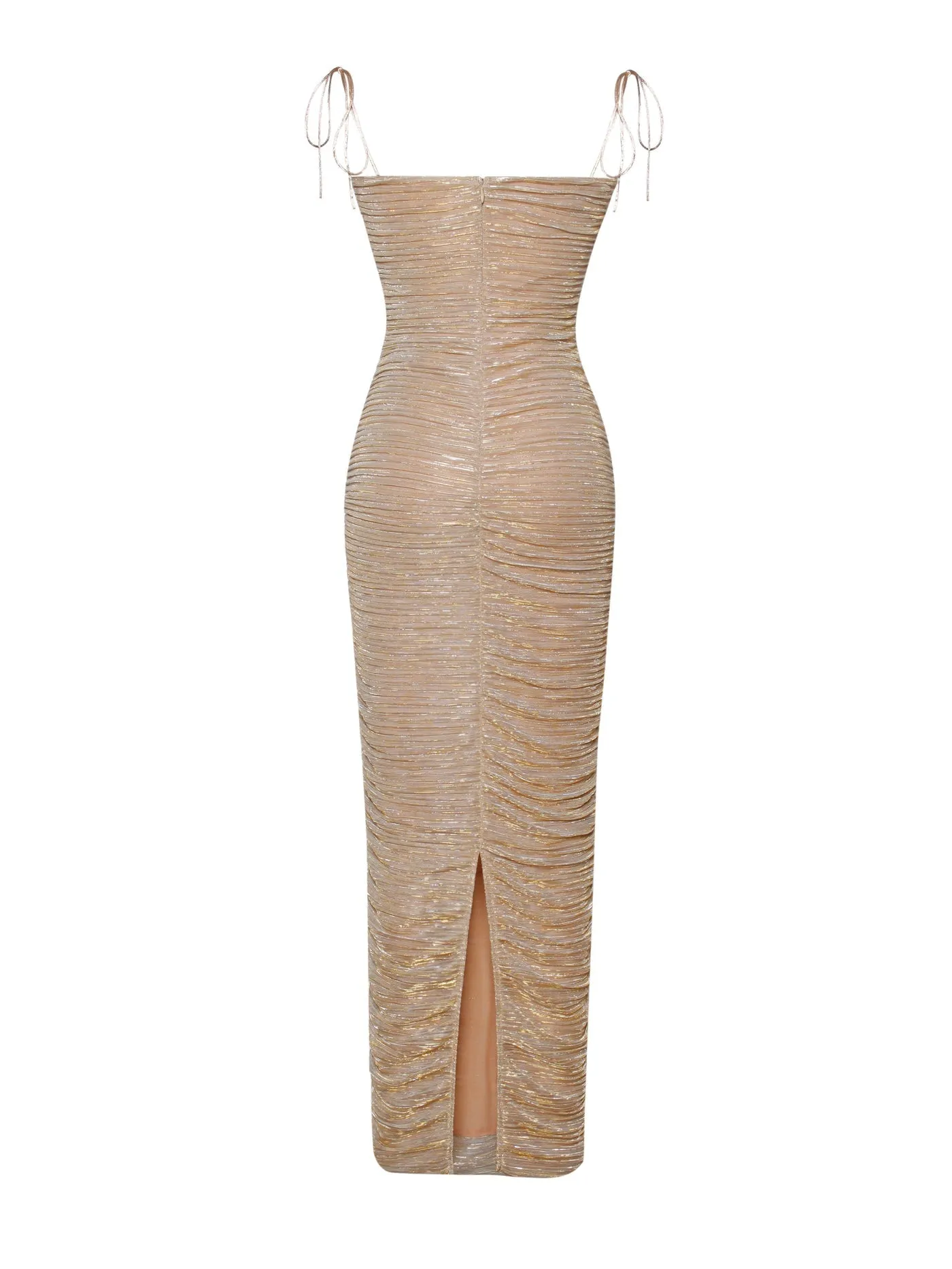 PRE-ORDER Aubrey Ruched Shimmer Chiffon Gown X Gold