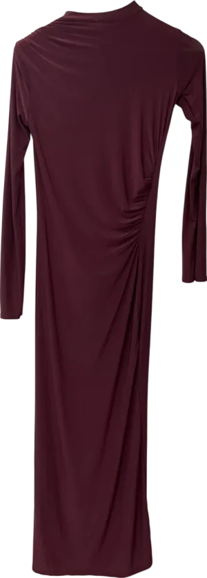 PrettyLittleThing Red Ruched Long Sleeve Maxi Dress UK 8