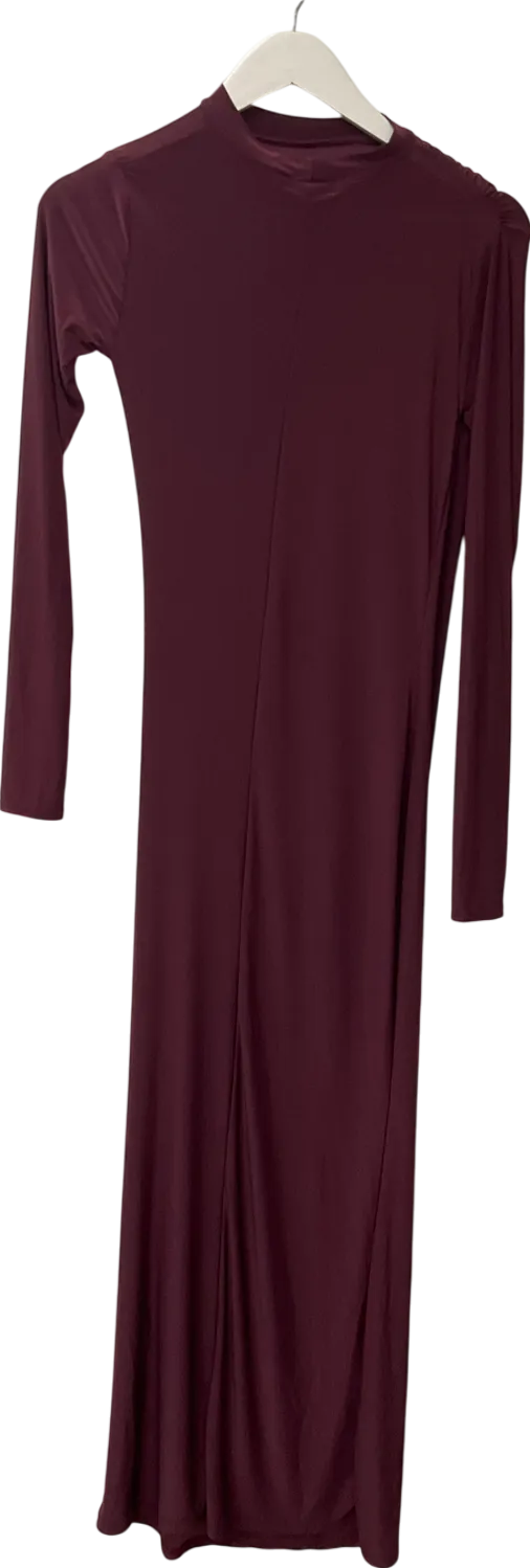 PrettyLittleThing Red Ruched Long Sleeve Maxi Dress UK 8