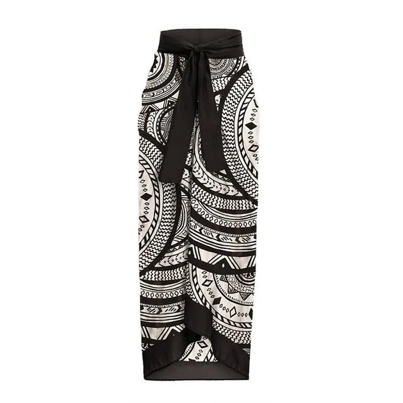 Print V-Neck One Piece Swimsuit and Skirt Set