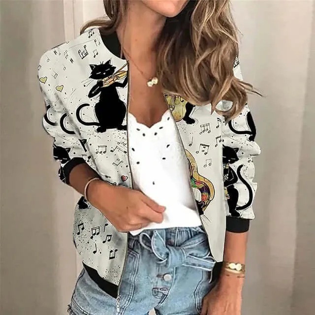 Printed zip-up jacket
