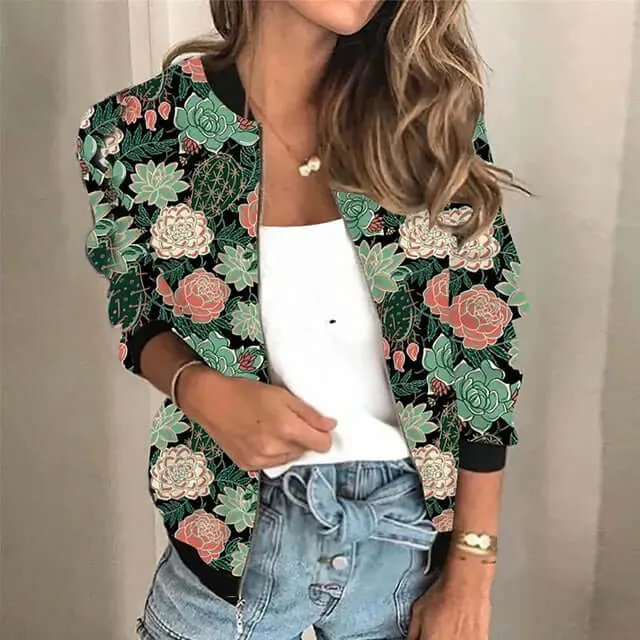 Printed zip-up jacket