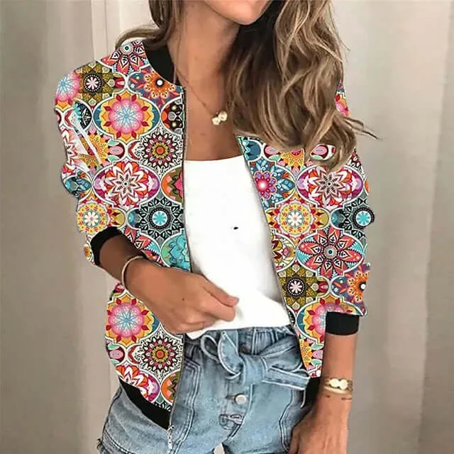 Printed zip-up jacket