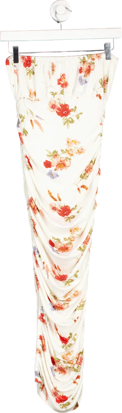 Privy White Floral Print Skirt UK S