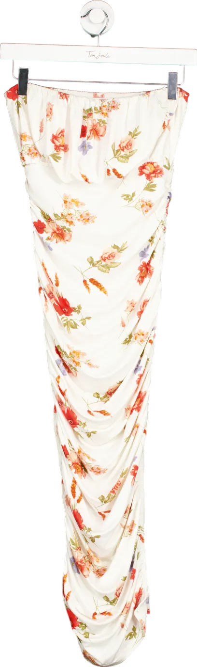 Privy White Floral Print Skirt UK S