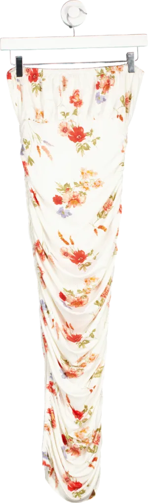 Privy White Floral Print Skirt UK S
