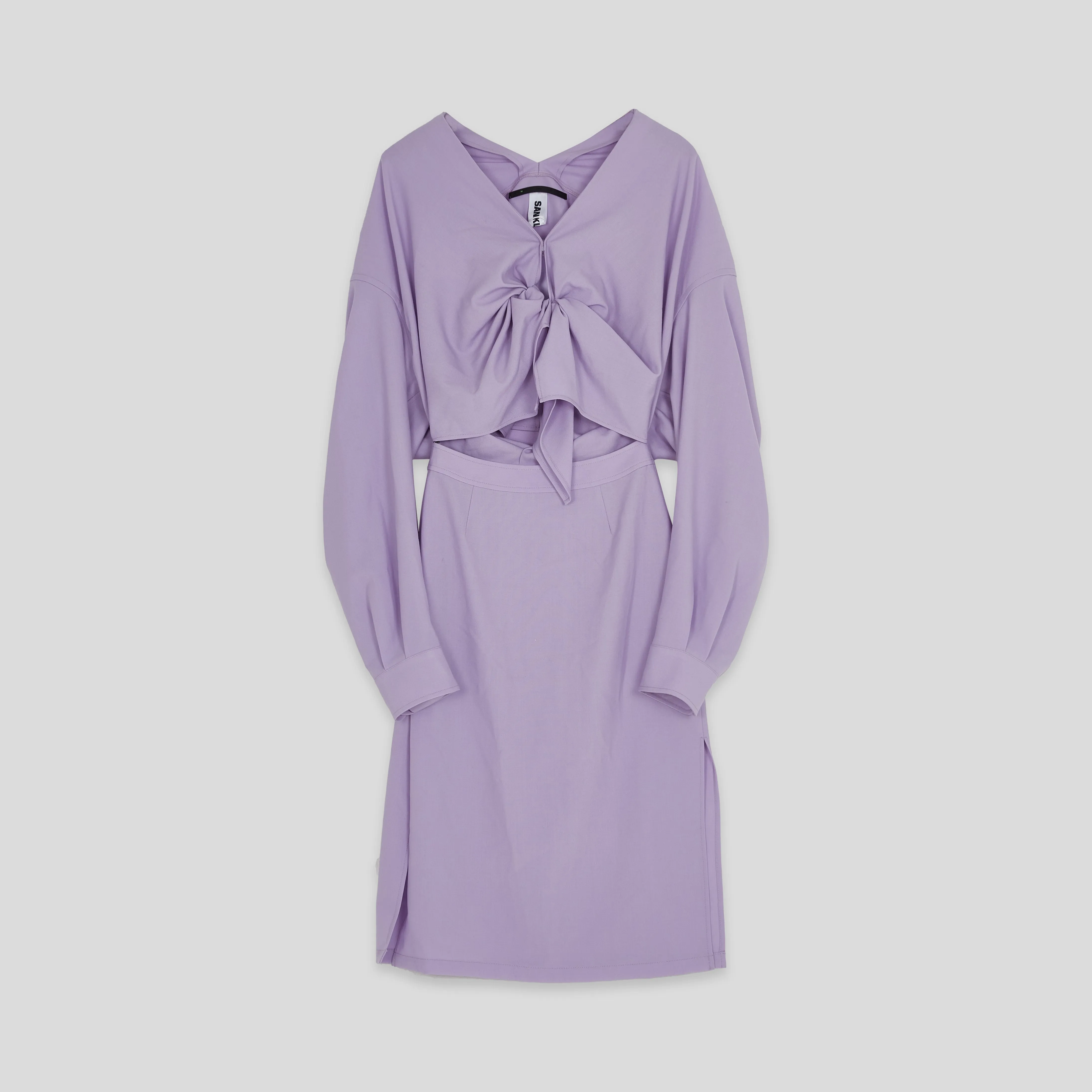 PURLE KNOTTED LS DRESS