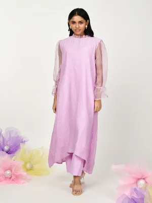 Purple High Low Kurta Set
