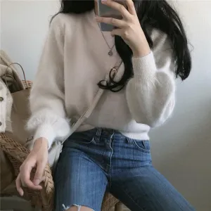 "BLUE WHITE FURRY GENTLE" SWEATER N111107