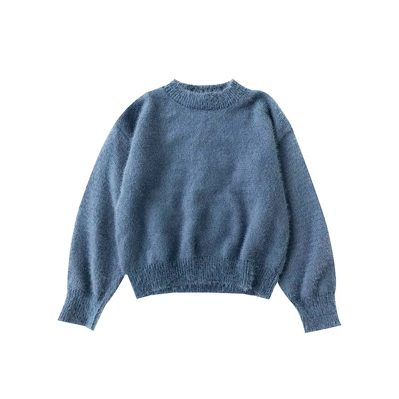 "BLUE WHITE FURRY GENTLE" SWEATER N111107