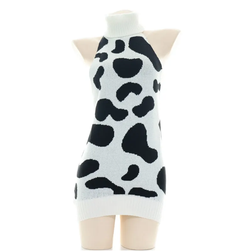 "COW PRINT BACKLESS" SWEATER N031506