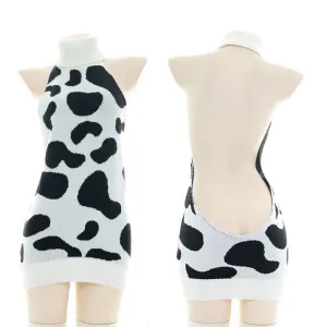"COW PRINT BACKLESS" SWEATER N031506