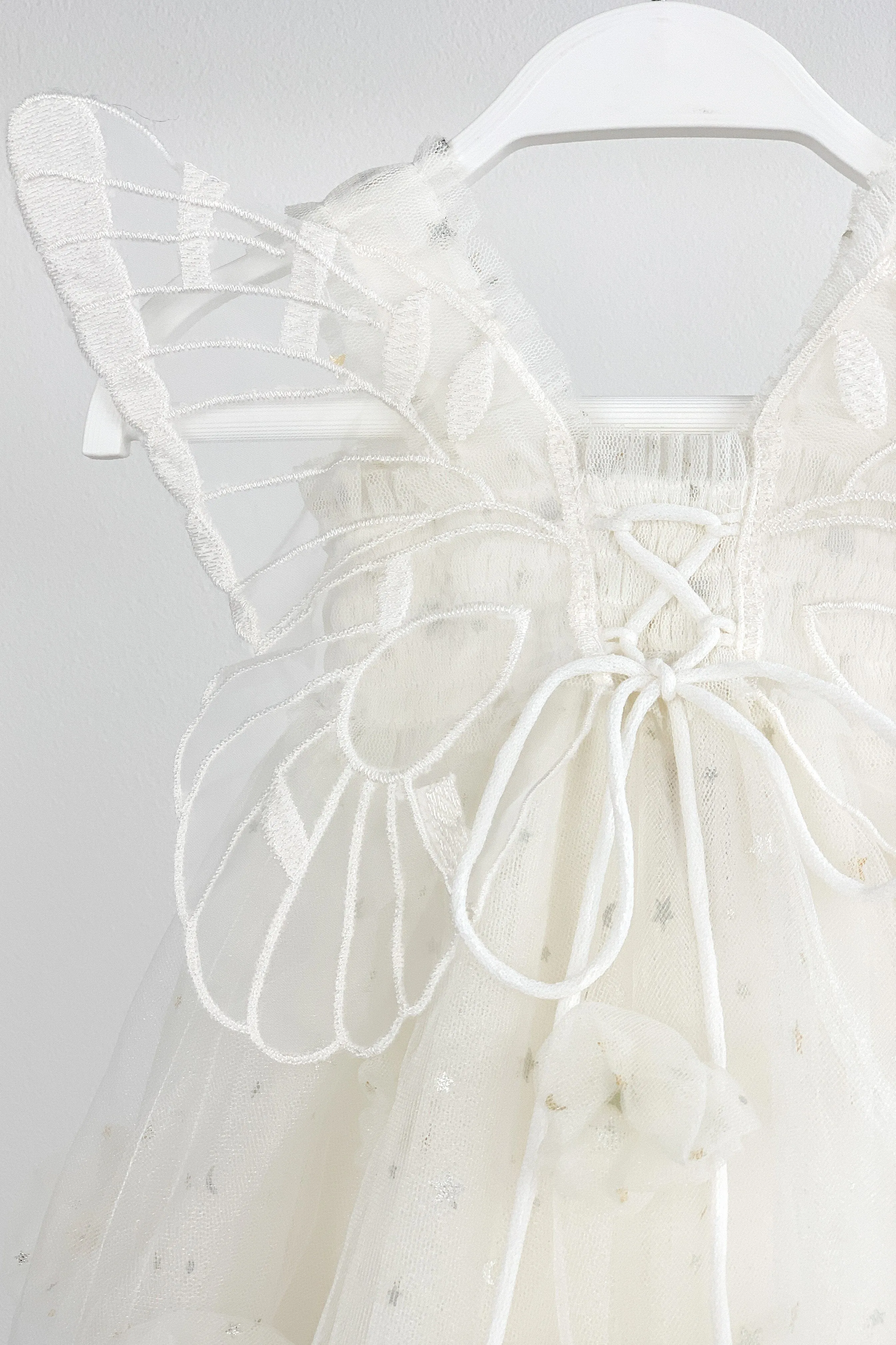 "Sabrina" White Celestial Fairy Wing Dress
