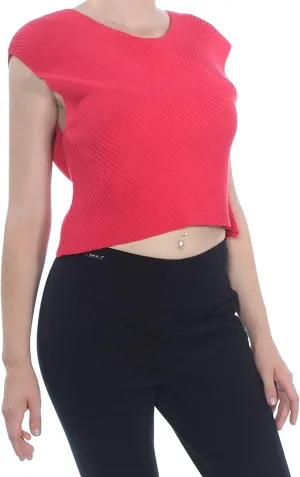 Rachel Roy Womens Ribbed Trim Pullover Sweater, Pink, Medium