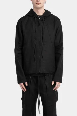 Raw silk hooded jacket