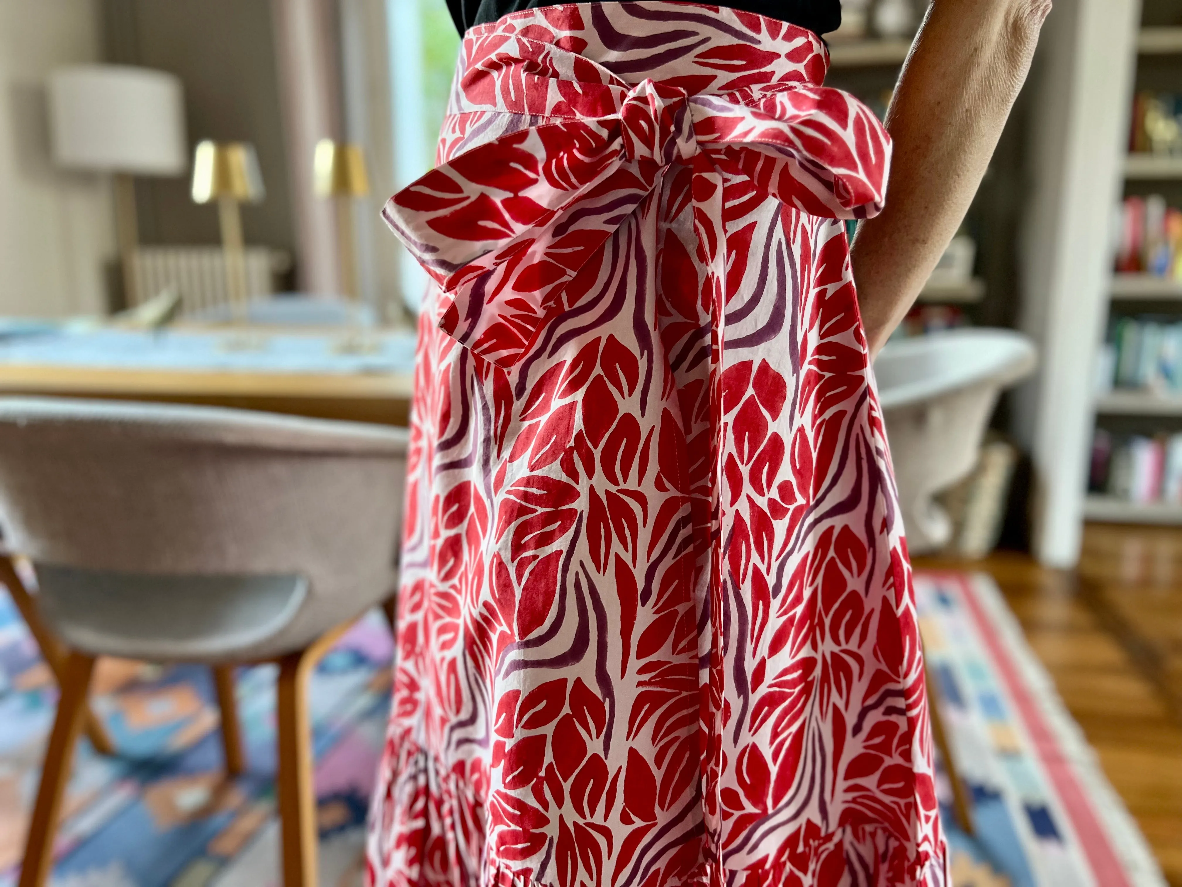 Red Snake Ruffle Wrap Skirt