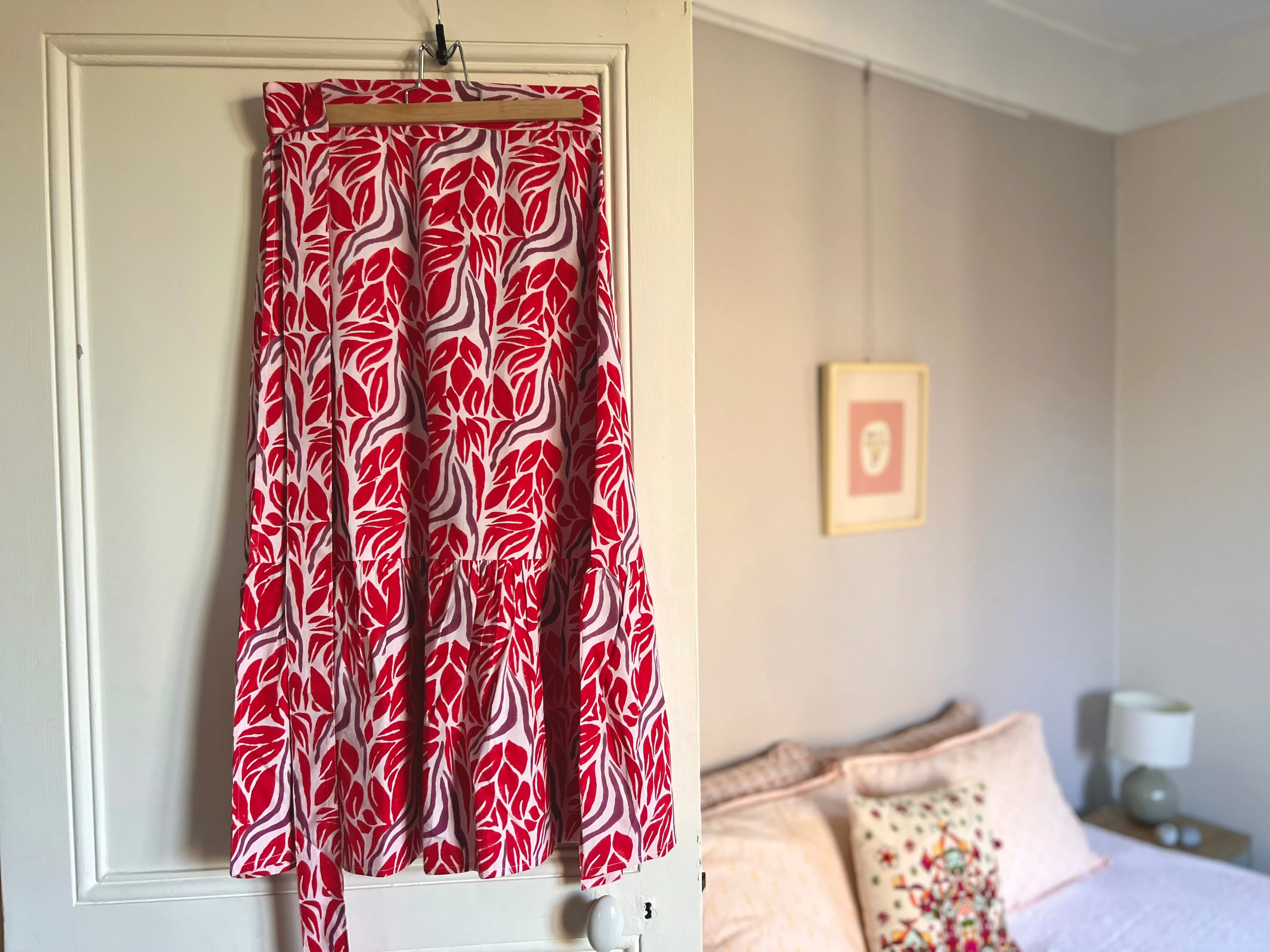 Red Snake Ruffle Wrap Skirt