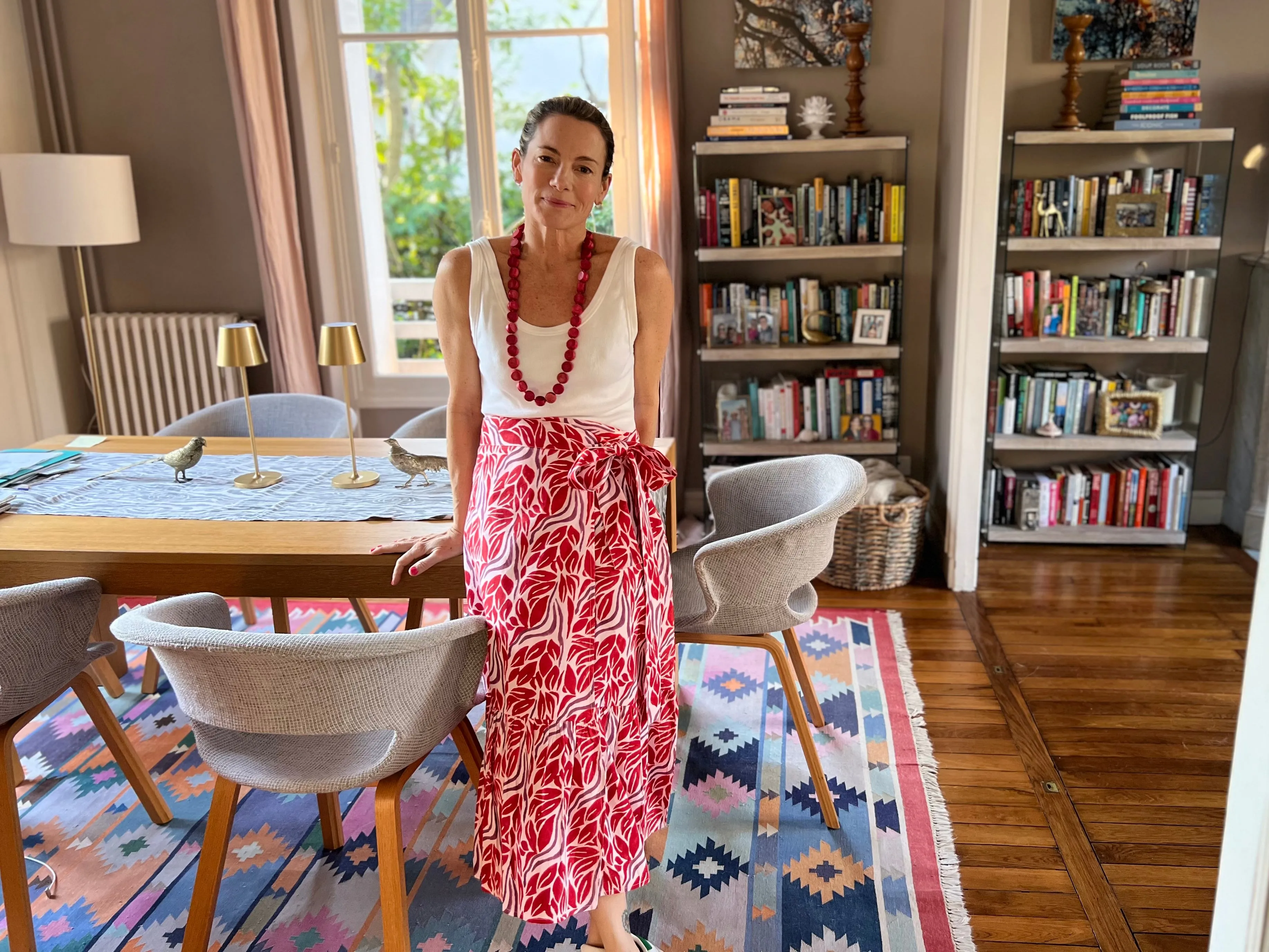 Red Snake Ruffle Wrap Skirt