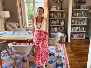 Red Snake Ruffle Wrap Skirt