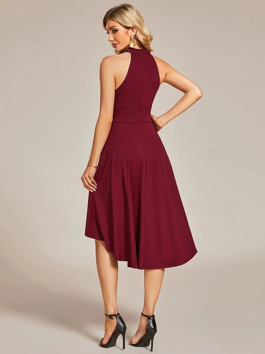 Robe décontractée A-ligne Haut-Bas à la mode au col licou(Vente finale)