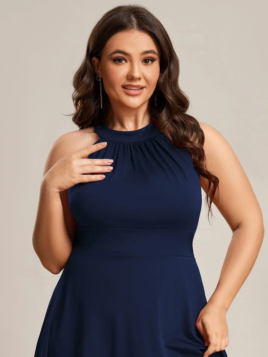 Robe décontractée A-ligne Haut-Bas à la mode au col licou(Vente finale)