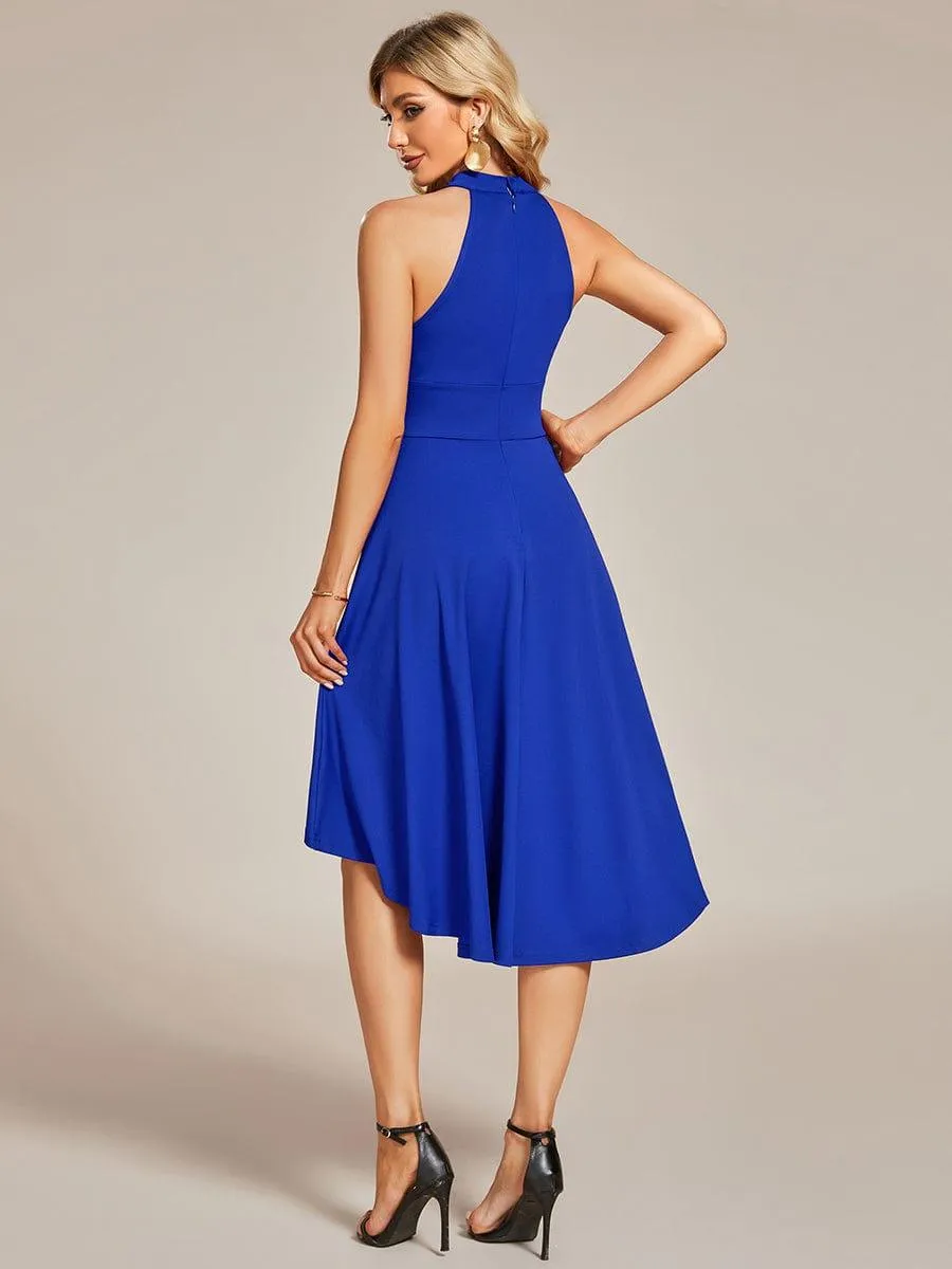 Robe décontractée A-ligne Haut-Bas à la mode au col licou(Vente finale)