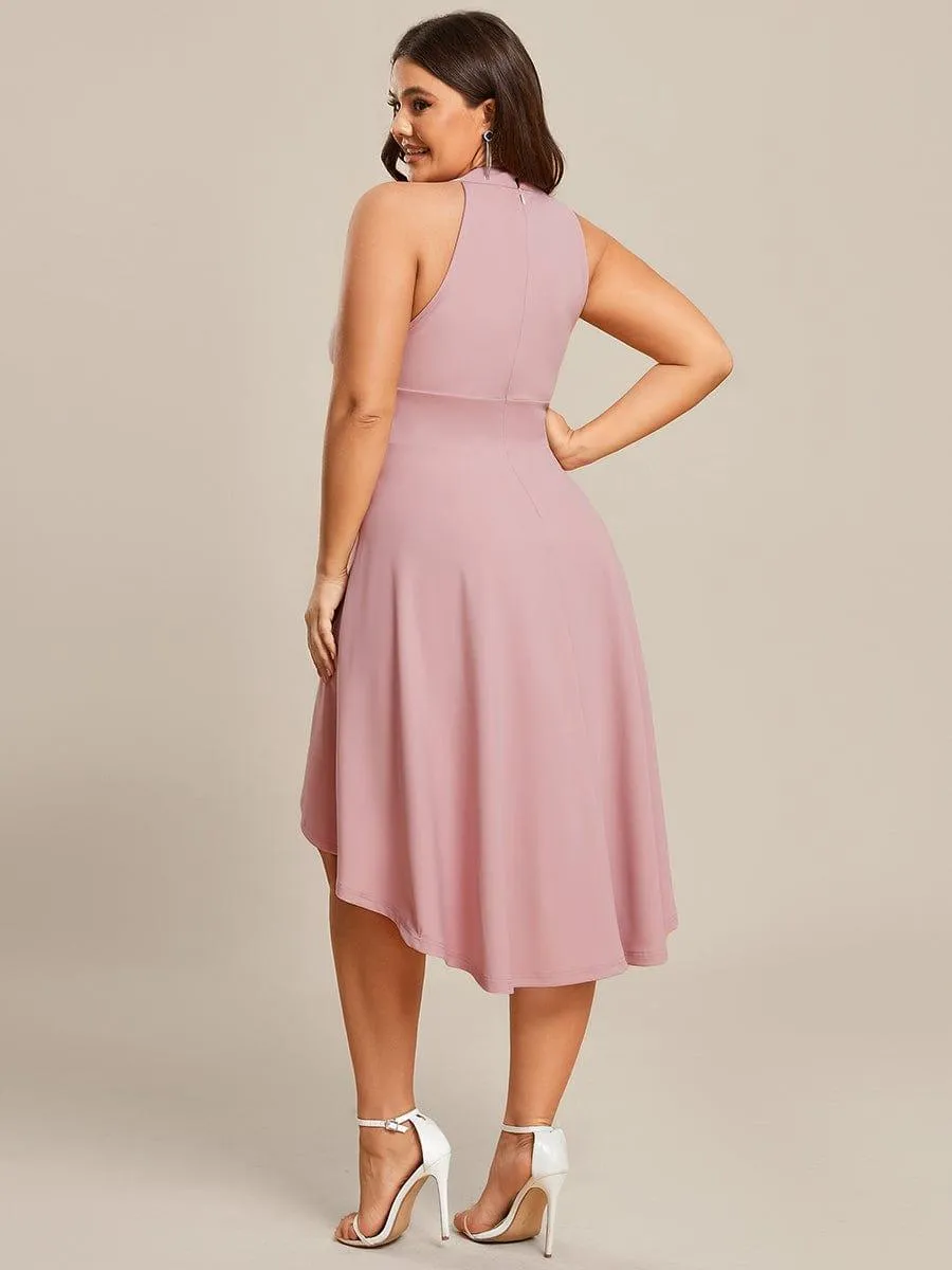 Robe décontractée A-ligne Haut-Bas à la mode au col licou(Vente finale)