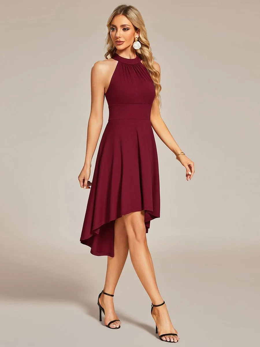 Robe décontractée A-ligne Haut-Bas à la mode au col licou(Vente finale)