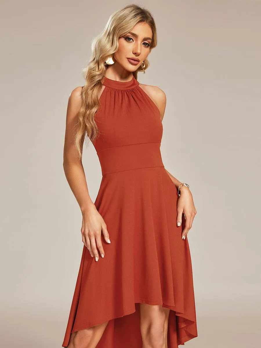 Robe décontractée A-ligne Haut-Bas à la mode au col licou(Vente finale)