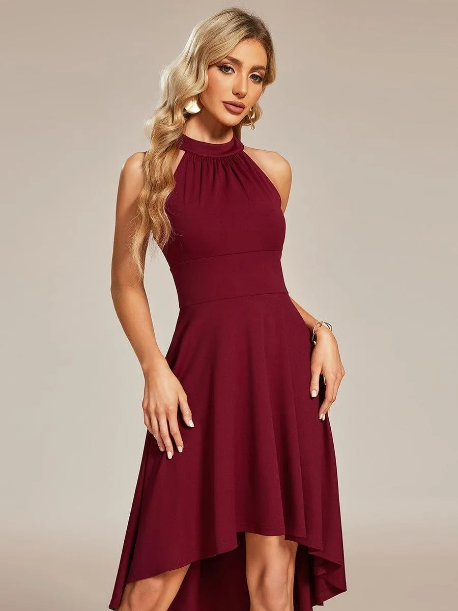Robe décontractée A-ligne Haut-Bas à la mode au col licou(Vente finale)