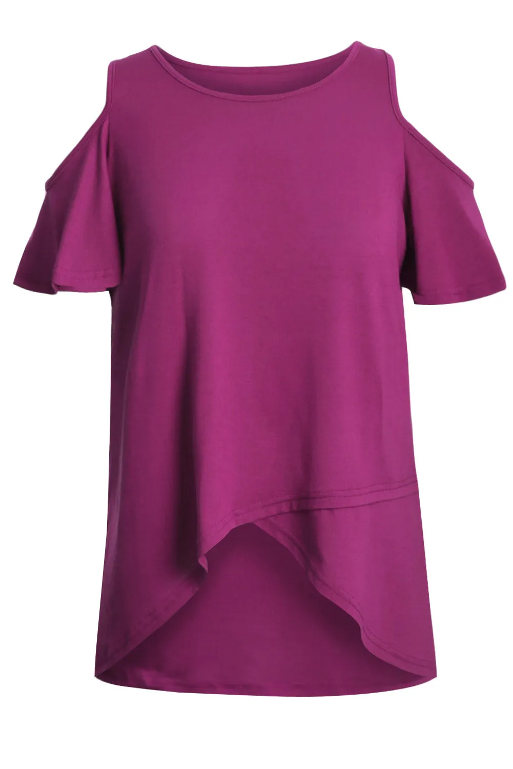 Rose Cold Shoulder High Low Top