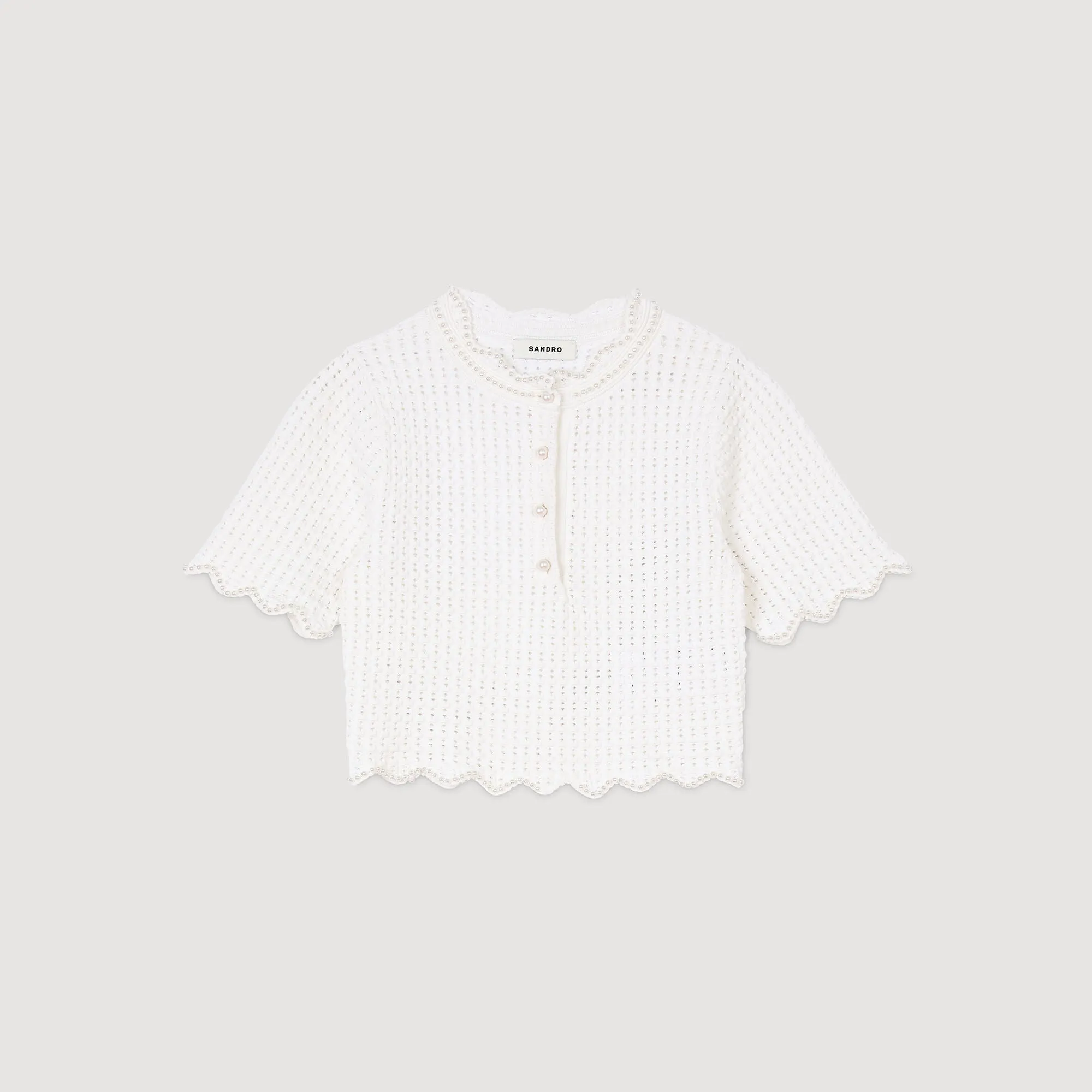 Roxelane Pearl Beaded Knit Jumper White