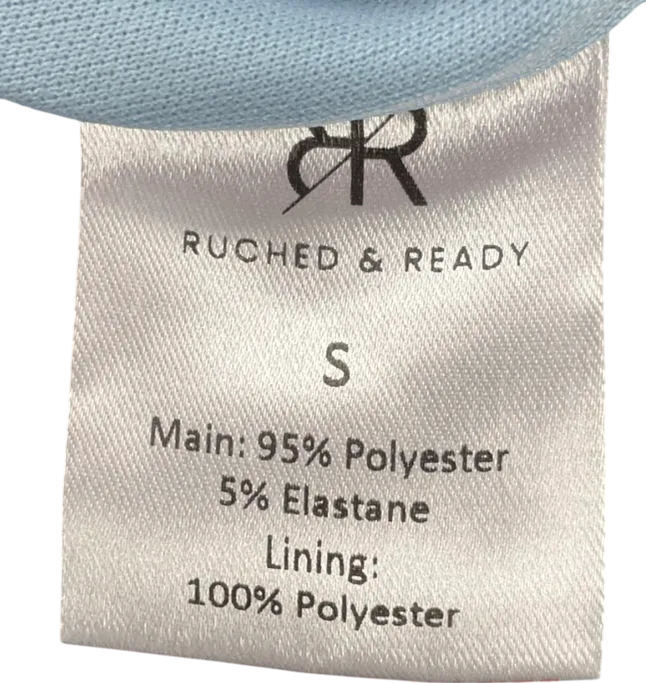 Ruched & Ready Abstract Blue Mesh Maxi Dress UK S