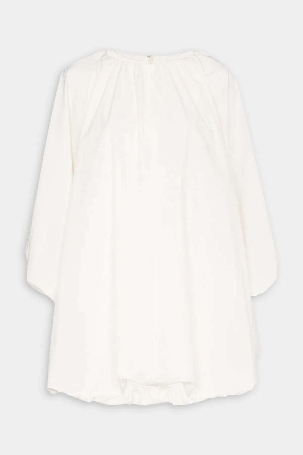 Ruched Bell Sleeve Mini Dress in White
