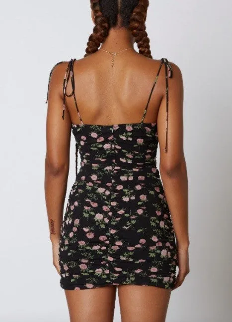 Ruched Bustier Tie Mini Sress