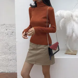 Rust High Neck Sweater Top