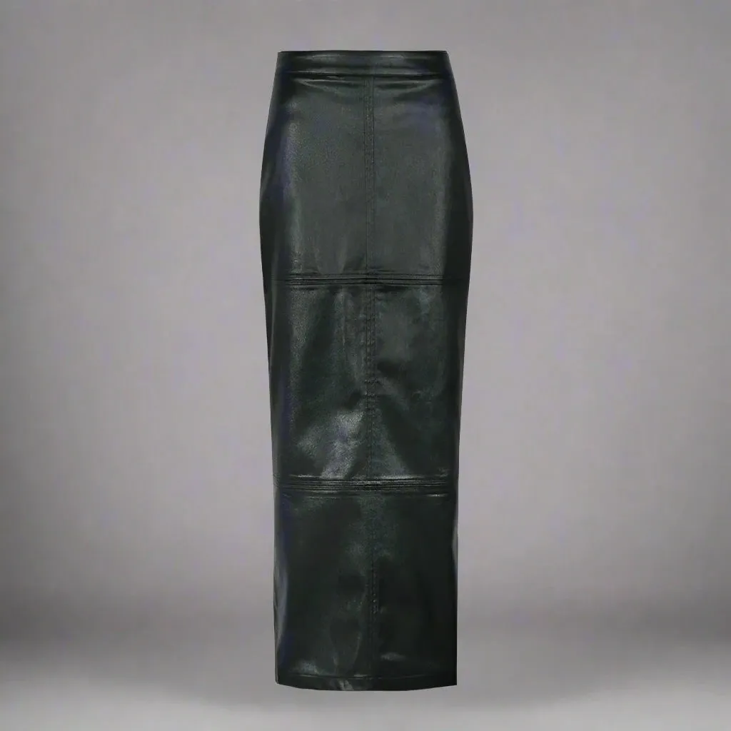 Sasha - Pu Leather Midi Skirt