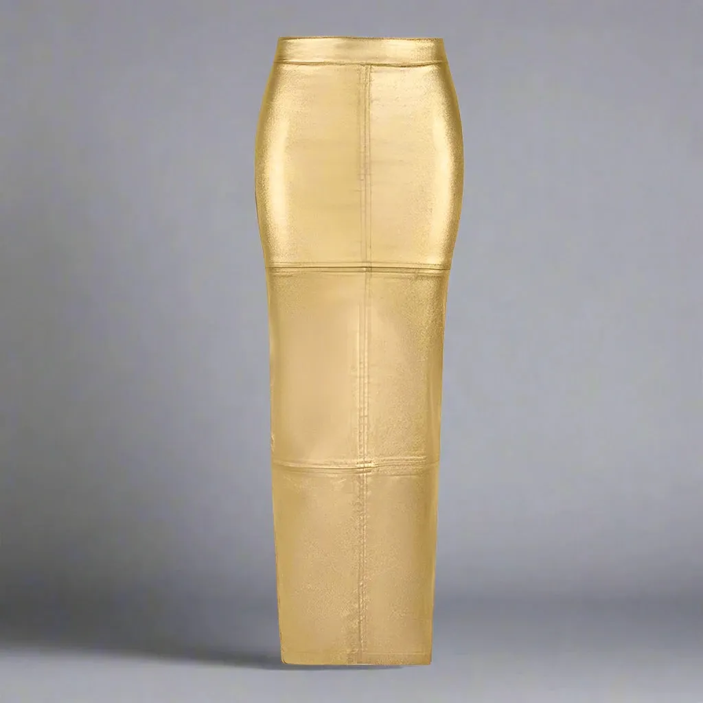 Sasha - Pu Leather Midi Skirt