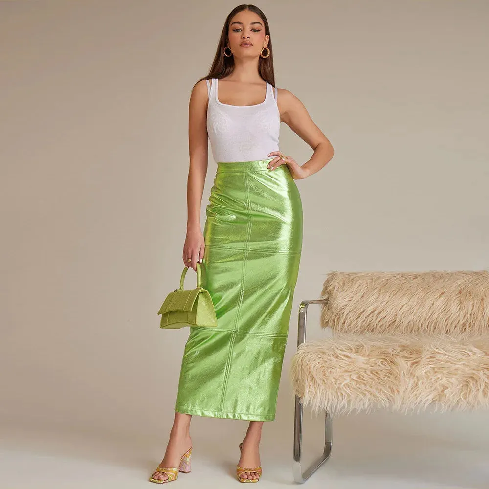 Sasha - Pu Leather Midi Skirt
