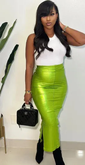 Sasha - Pu Leather Midi Skirt