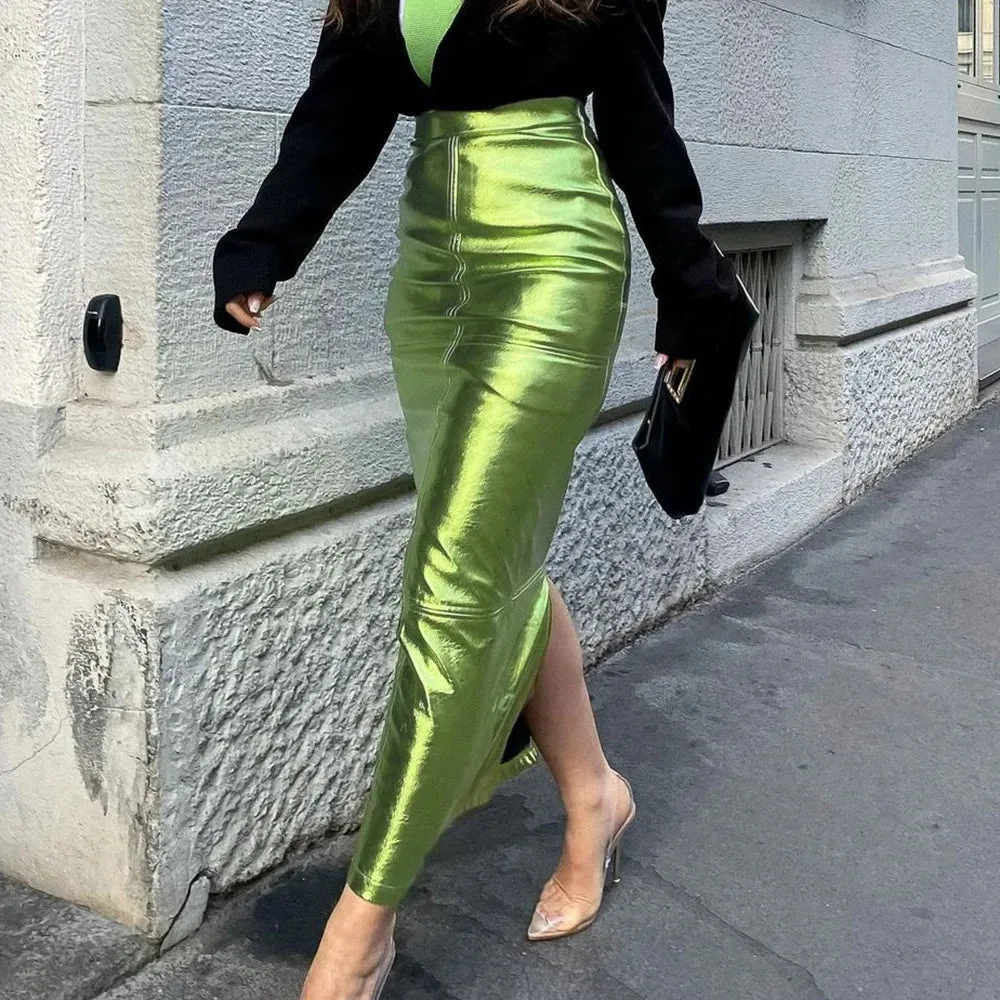 Sasha - Pu Leather Midi Skirt