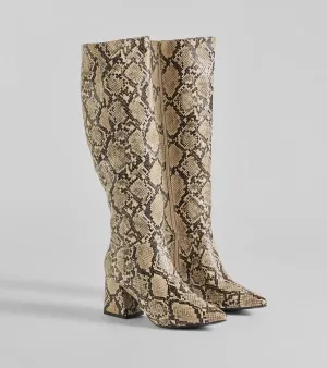 Sassy Slither Under-The-Knee Snake Boots