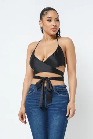 Satin Wrap Around Top