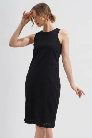 Scoop Neck Eyelet Column Dress