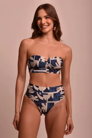 Seamless Curve Off & Blue Hot Pant Bikini Bottom - High-Waist Fit